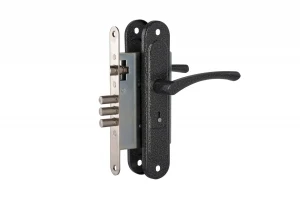 Замок врезной сувальдный с защёлкой в комплекте с ручкой ЗВ9.009/17 (серебро), 4 кл.