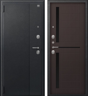 Дверь A-01 черный сатин - лиственница тёмная